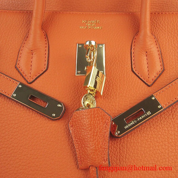 Hermes Birkin 35cm Tendon Veins Leather Bag Orange Gold Hardware